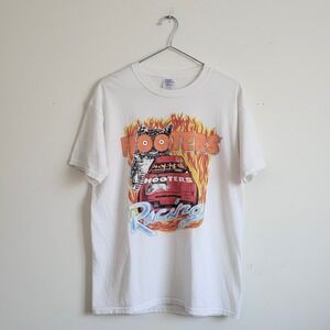 Hooters Racing T Shirt Mens Large White Graphic Tee Port & Company